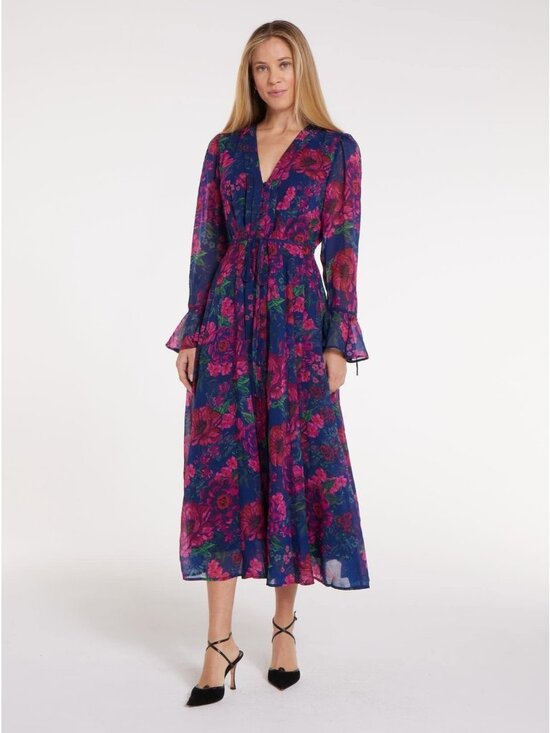 Hermoza Dresses & Skirts - Hermoza Cristina Maxi Dress Velvet Petals Floral Print Size L NWT